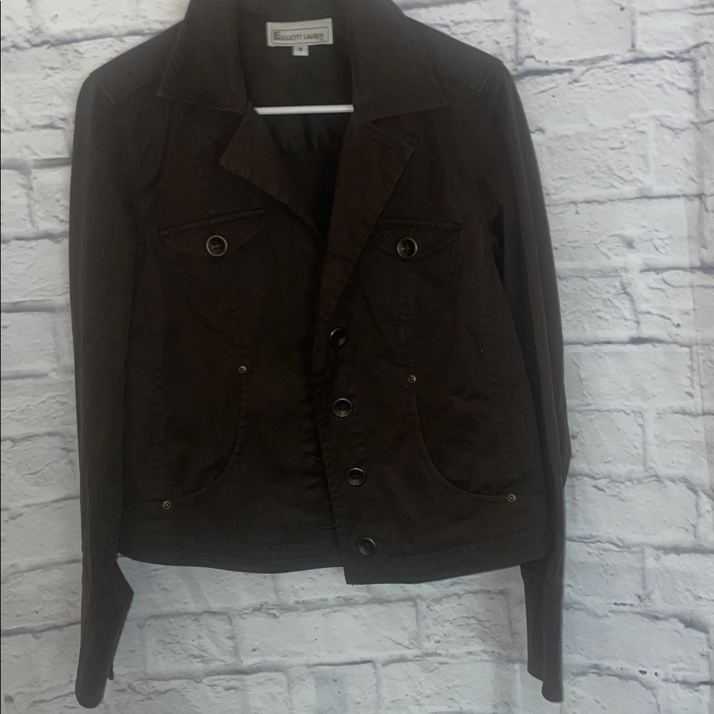 Vintage Elliott Lauren jacket size 8 color brown double chest and side pockets
